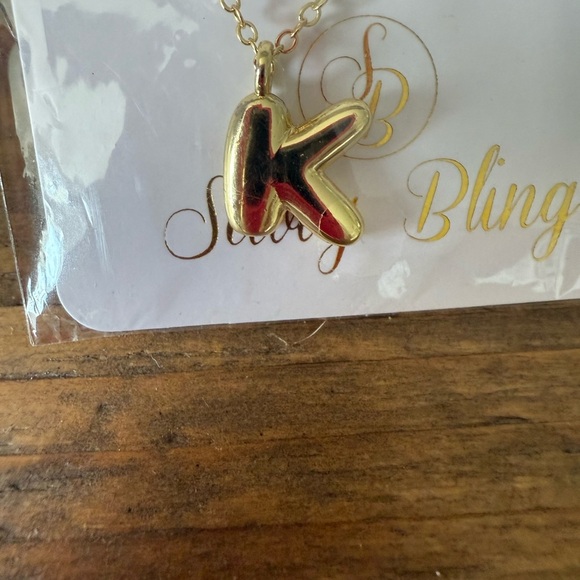 Gold Initial 'K' Pendant Necklace - Picture 1 of 2
